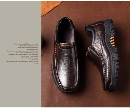 Genuine Leather Shoes Men Brogues Soft Cow Leather Men Casual Shoes New Male Footwear Black Brown Slip-on A2088