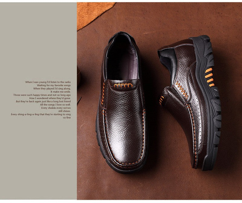 Genuine Leather Shoes Men Brogues Soft Cow Leather Men Casual Shoes New Male Footwear Black Brown Slip-on A2088