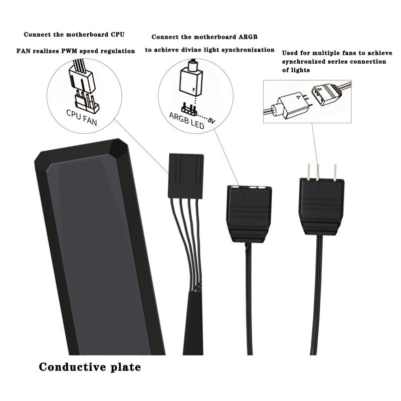 ICE Whale WX-1 Wireless Splicing PC Case Fan 120mm ARGB Mirror Cycle Effect 800-2000RPM 360mm Water-cooled Radiator Cooling Fan