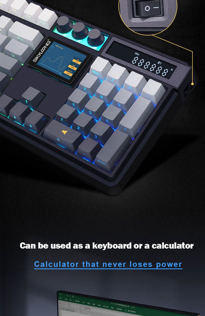 SKYLOONG GK104 Pro Full-Size 3-Mode Wireless Mechanical Keyboard with 3.0 Screen 3 Knobs Hot-Swappable Silent Switch PBT keycaps