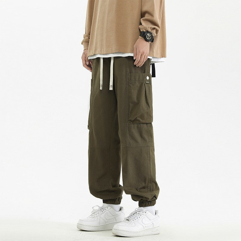 2024 M-5XL Calça Masculina de Algodão e Cânhamo Primavera e Outono Nova Calça Larga com Cordão Calça Saruel Harem Calça Casual Japonesa