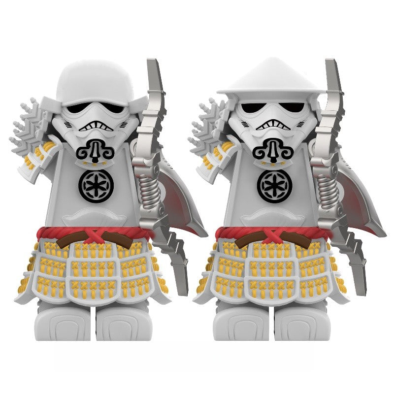 Armadura de Storm Samurai Trooper Soldado Branco Articulado DY325 com Armas (Pistola e Katana) - DY Minifigs