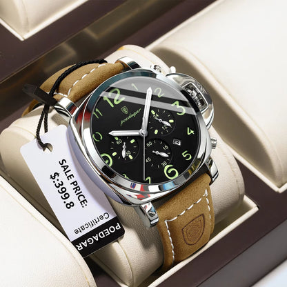 POEDAGAR Top Luxury Fashion Watch For Men Waterproof Luminous Chronograph Man Watch Leather Military Men's Quartz Watches Reloj