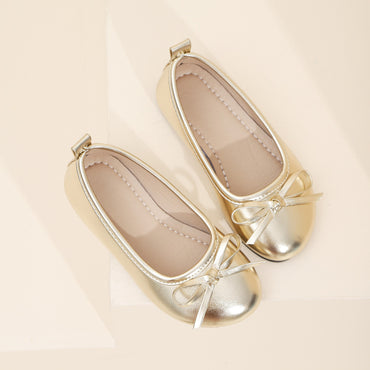 Elegant Girls Shoes Metal Colored Princess Casual Flats Soft Mary Jane Shoe Children Gold Silver Classic Ballet Flats Shoe 26-37