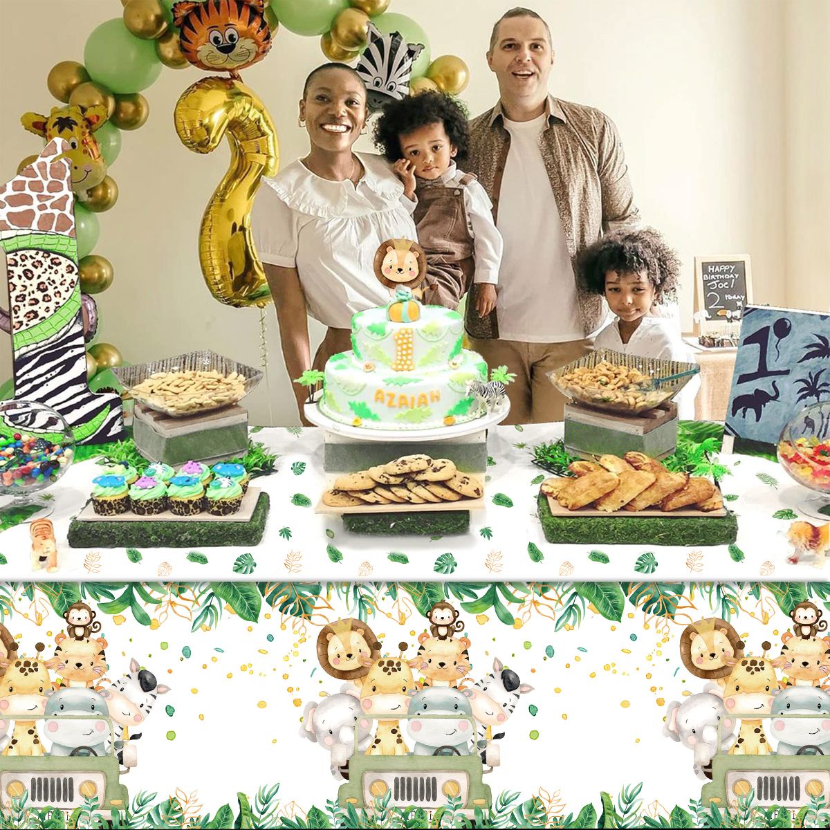 Cartoon Animal Tablecloth Jungle Safari Theme Party Supplies Disposable Table Cover Baby Shower Kids Birthday Party Decorations