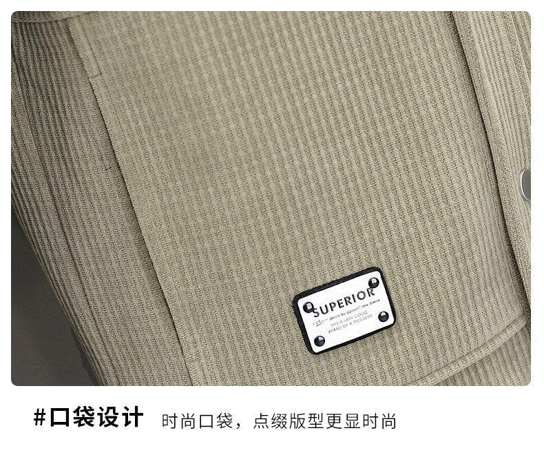 Men's Fleece-Lined Thickened Warm Casual Jacket New Turn-Down Collar Trendy Short Wool Coat Woolen Overcoat