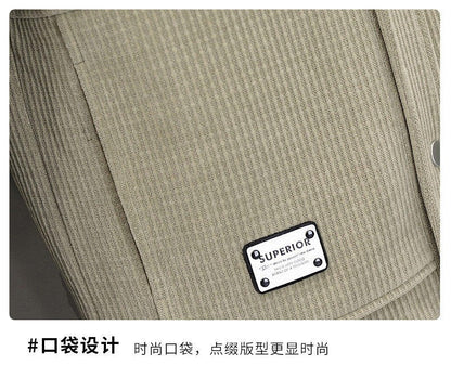 Men's Fleece-Lined Thickened Warm Casual Jacket New Turn-Down Collar Trendy Short Wool Coat Woolen Overcoat