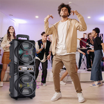 3000W Portable Bluetooth Party Speaker Dual 6.5 inch Subwoofer Rechargeable Heavy Bass Sound System Wireless Speaker