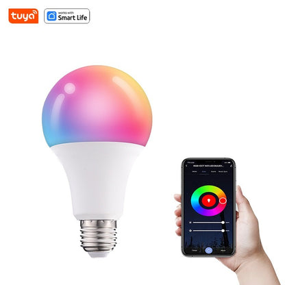 Bluetooth Remote Control LED Night Light Bulb E27 RGB 220V 15W Dimmable LED Lamp For Bedroom Decor Work With Tuya Smart Life APP