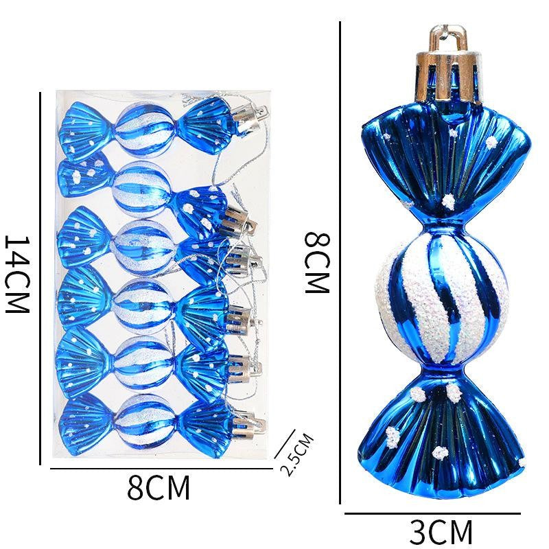 6PCS/Box DIY Christmas Tree Decoration Pendant Electroplating Candy Xmas Ball Window Door Hanging Ball 2025 Happy New Year