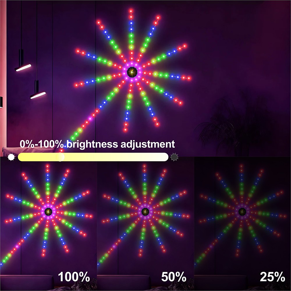 Kit de Luzes de Artifício USB WS2812B Módulo de Fita de LED Endereçável Individualmente Controle Remoto de 28 Teclas Bluetooth App Música Luz de LED DC5V