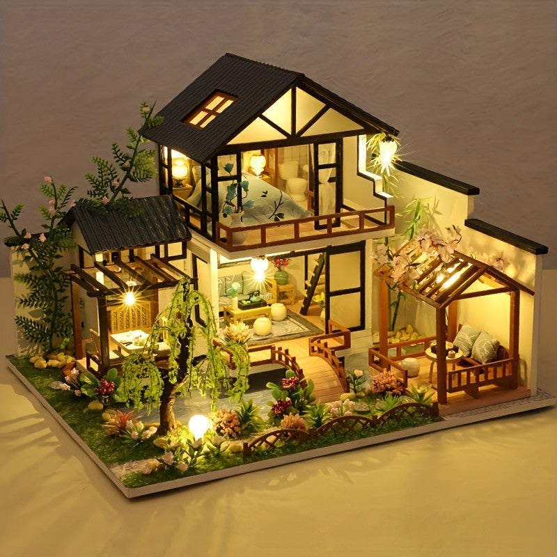 1 unidade, Casa de Bonecas de Madeira DIY, Kit de Montagem de Modelo, Quebra-cabeça 3D, Presentes de Aniversário e Natal para adolescentes e adultos, Micro Modelo de Decoração para Casa