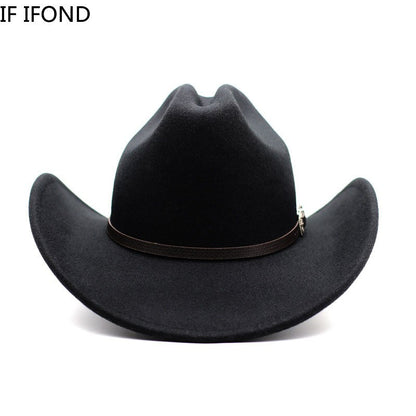 Vintage Western Cowboy Hat For Men's Gentleman Lady Jazz Cowgirl With Leather Wide Brim Cloche Church Sombrero Hombre Caps