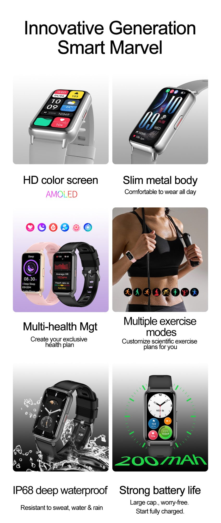 2025 New Grade Nursing Smart Watch AMOLED Blood Oxygen ECG + PPG Blood Pressure Body Temperature Bluetooth Health Smartwatch