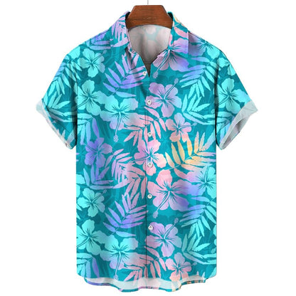 Men's Shirt Summer New Hawaiian Shirt Casual Shirt Beach Shirt Short Sleeve Flower Plant Lapel Hawaiian Holiday Clothing Apparel