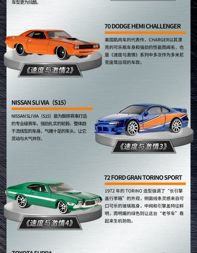 Hot Wheel The Fast And The Furious 10 Car Alloy Model Toy Chicken Puli Mao Dao Qi Zhan Ma Leiken Tang Alloy Car Model Toy Gift