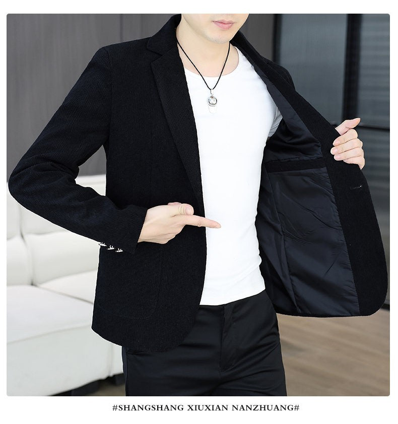 Blazer's New Men's Fashion Outdoor Travel Camping Youth Wedding Hosting Campus Slimming Casual Solid Color Korean Version Blazer