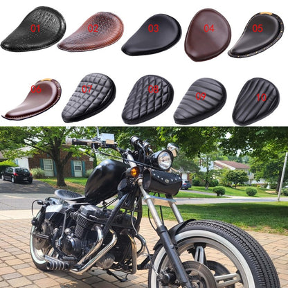Assento de Couro para Motocicleta Retro Couro Preto Banco Solo para Harley Custom Chopper Bobber Honda Yamaha Kawasaki Suzuki