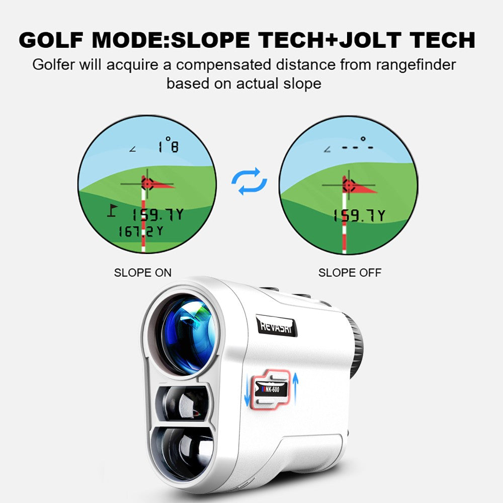 REVASRI Medidor de Distância a Laser para Golfe 600 Jardas/1000 Jardas Inclinação e Vibração de Trava de Bandeira para Torneio de Golfe Caça Pesquisa Legal