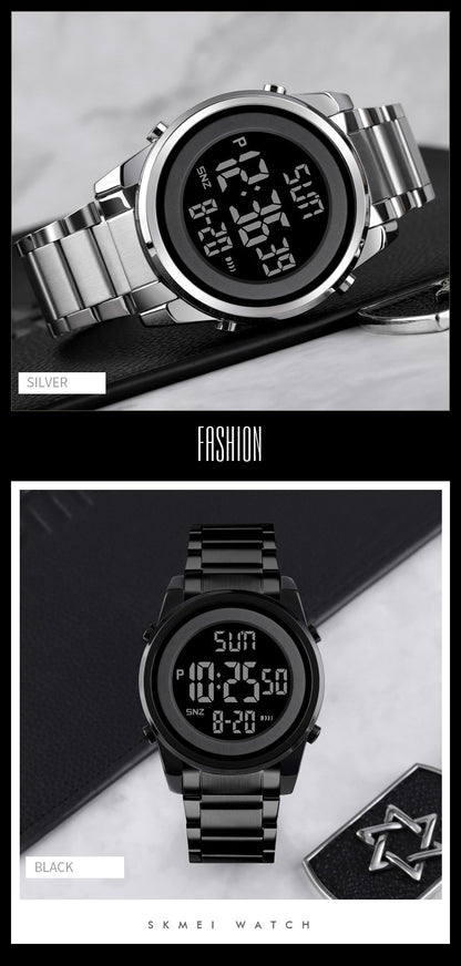 SKMEI Luxury Waterproof Watch for Men Stainless Steel Electronic Sports Digital Mens Wristwatches Man Clock Reloj Masculino 1611