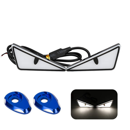 1Par de Faróis de Moto LED Triangulares Devil Eye com Espaçador Adaptador Mini Lâmpada Olho de Águia Luz Traseira Decorativa