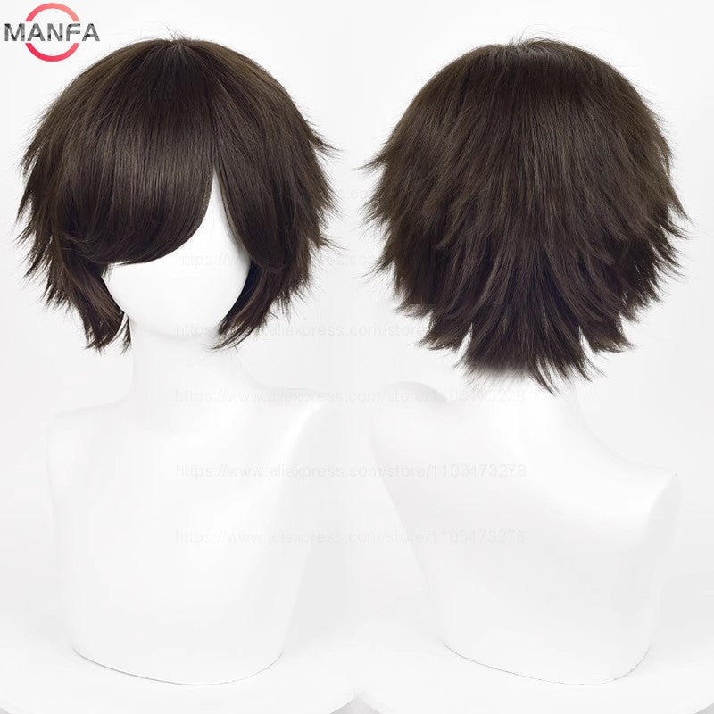 Anime 30cm Curta Reta Peruca Cosplay Preto Branco Verde Marrom Roxo Azul Cinza Vermelho Dourado Homens Mulheres Cabelo Sintético Resistente ao Calor