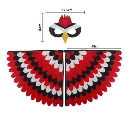 Cute Owl Wings Costume Animal Peacock Pattern Felt Cloak With Matching Mask Performance Props Halloween Carnival Cosplay Cape