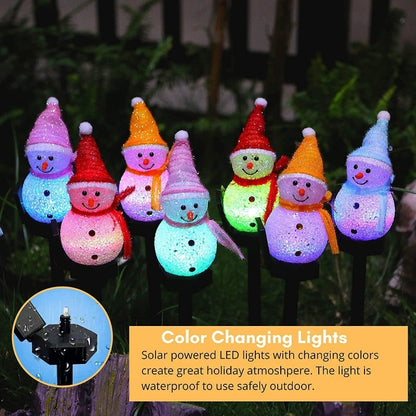 Solar Snowman Ground Mounted Lights Christmas Decoration Atmosphere Outdoor Courtyard Garden Christmas Night Lights Snowman