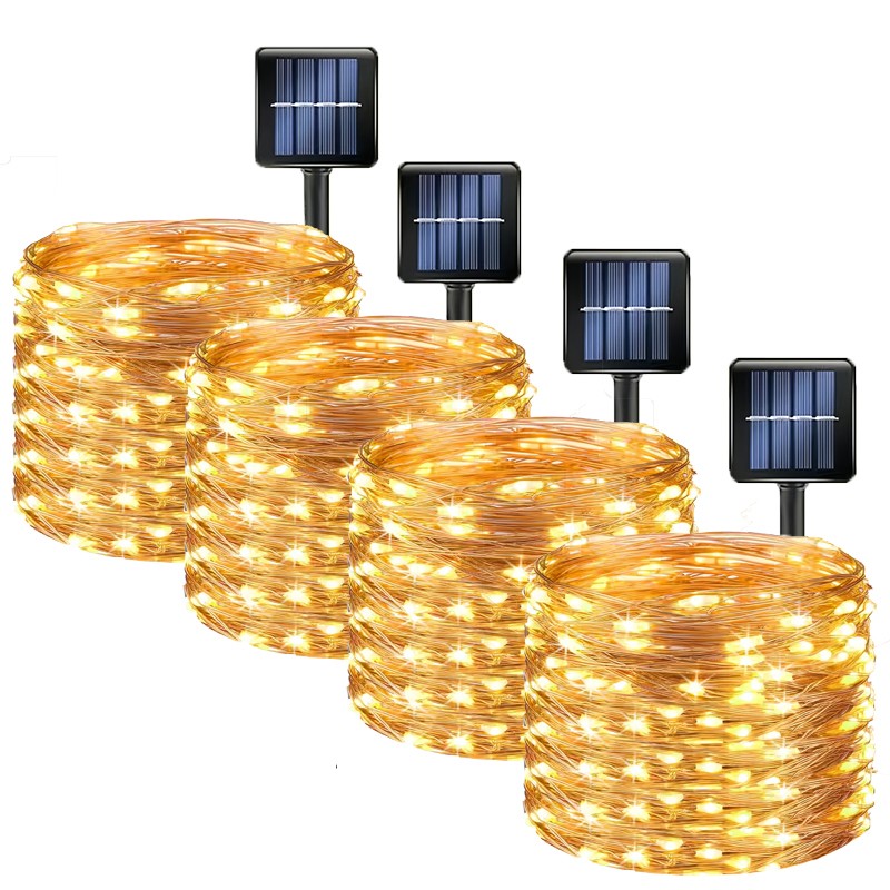 5Packs Solar Led Fairy Light Outdoor Christmas Lights 8Modes Copper Wire Fairy Lights Waterproof Garden Party Tree Patio Decor