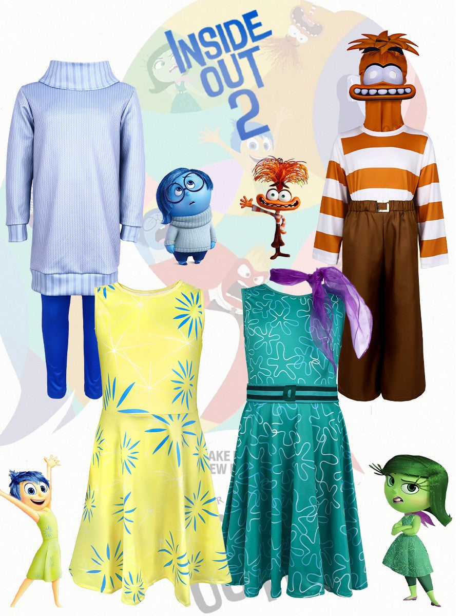 Anime Movie Inside out 2 Joy Cospaly Costume Envy Anxiety Ennui Cos Outfits For Adult Kids Halloween Stage Performance Costume
