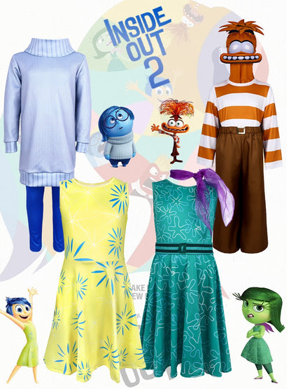 Anime Movie Inside out 2 Joy Cospaly Costume Envy Anxiety Ennui Cos Outfits For Adult Kids Halloween Stage Performance Costume