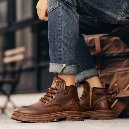 Boot Men'S Velvet Warm And Wear Thick Soled Classic And Fashionable Lace Up Ankle Boots Boots Men Wide Width Zapatos De Hombre