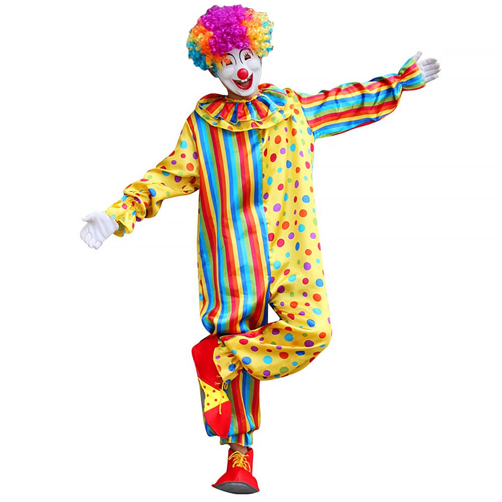 Adults Funny Clown  Costumes ,Joker Cosplay Suits for Men,Magician Performance Fancy Outfits?just Clothes,no Prop Wig/Mask/Shoes