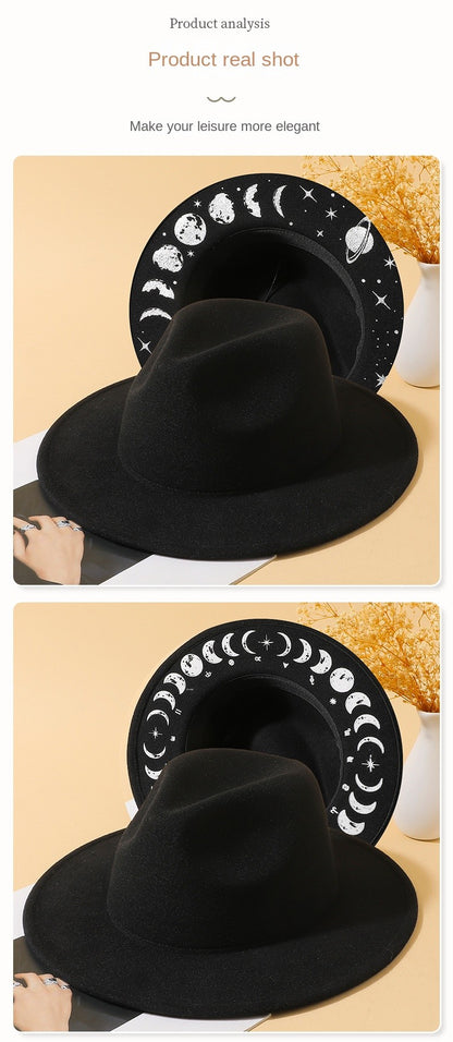 Women's Vintage Fedora Hat with Wide Brim for Autumn and Winter