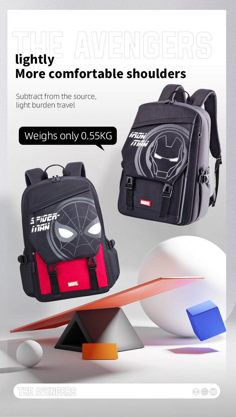 Disney MARVEL Homem-Aranha Mochila Escolar de Fibra de Poliéster Ultraleve Respirável Bolsa Infantil
