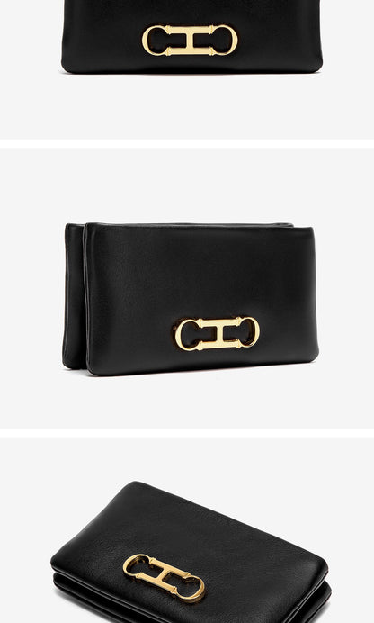 Fashionable Luxury Design 2024 Women's Solid Color Rectangular Handbag Business Party Letter Design Card Bag