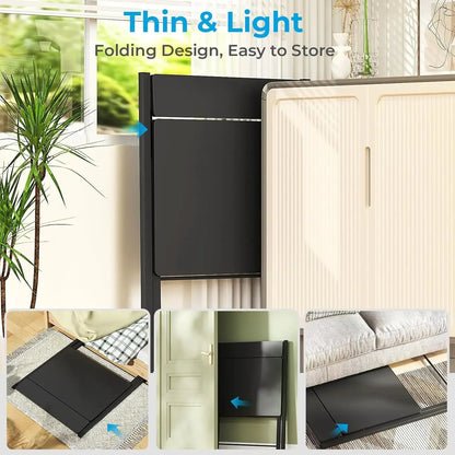 Folding Desk No Assembly Required Large Size, 2-Tier Foldable Computer Desk with Shelf for Home Office, Space Saving Portable