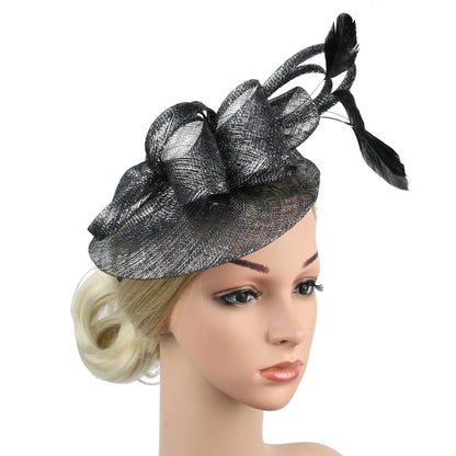 Chapéu Fascinator Feminino Pillbox Kentucky com Pena Derby Sinamay Fascinator Tiara Chapéu Fascinator para Chá para Coquetel