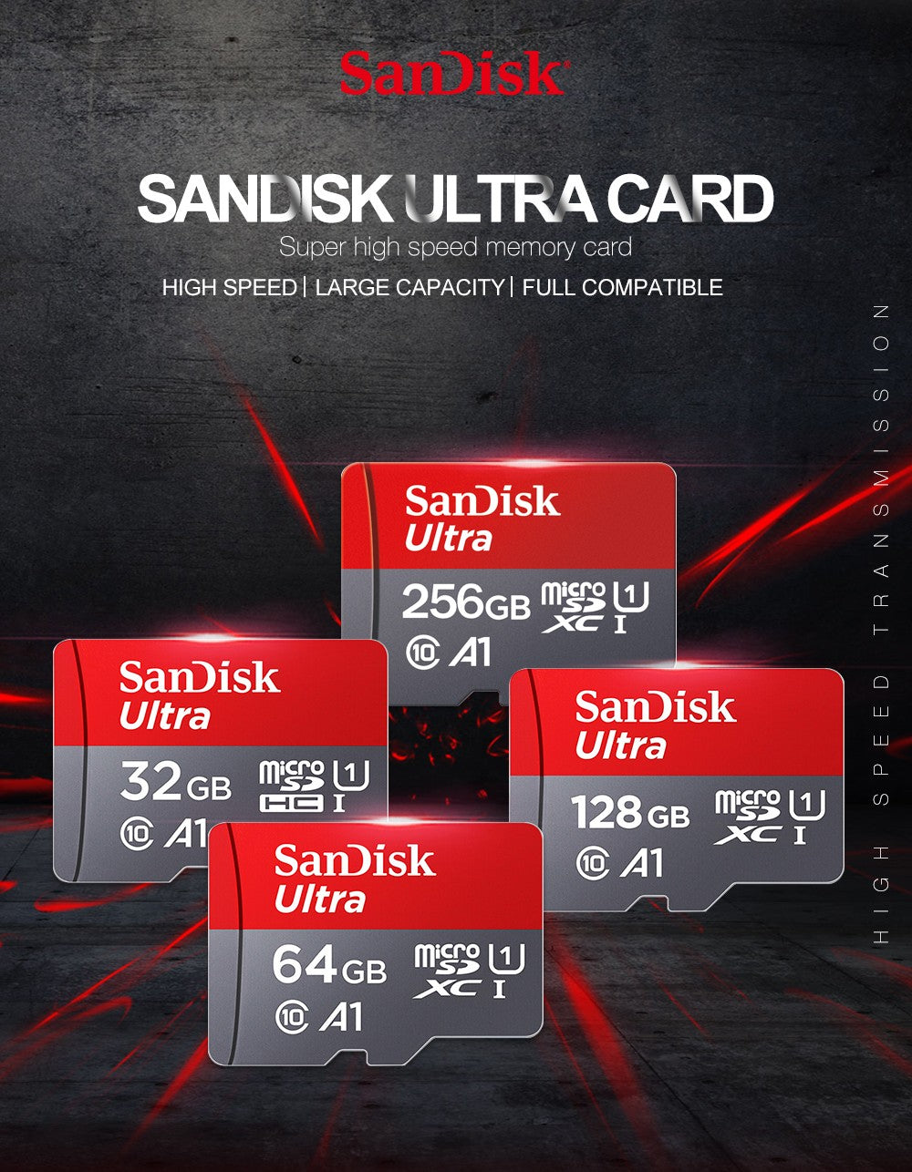 Cartão Micro tf SD 100% Original SanDisk Classe 10 Cartão TF 32GB 64GB 128GB Cartão de Memória para Celular Tablet Cartão Flash