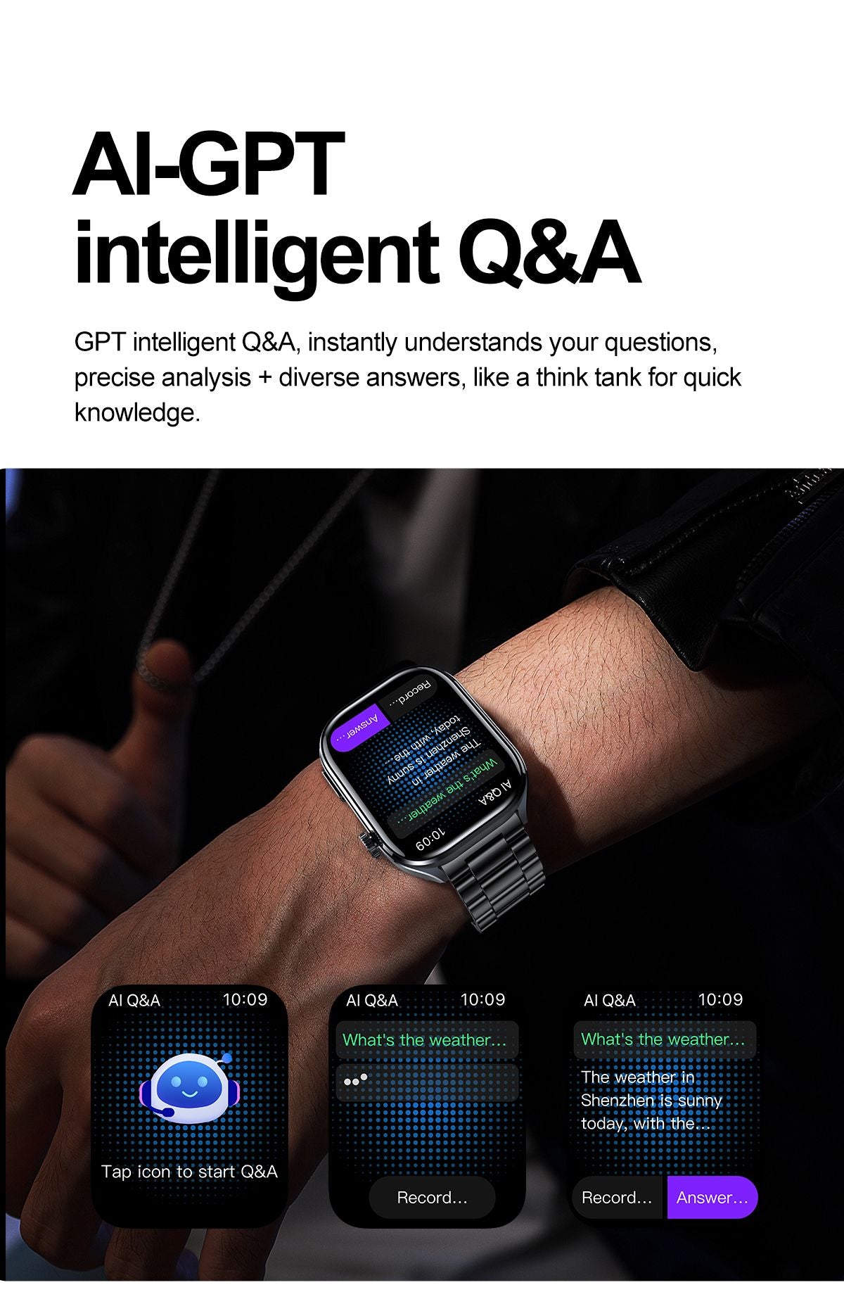 2025 Novo Smartwatch Masculino AI Diagosis ECG Saúde Pressão Arterial Lipídio Ácido Úrico AI-GPT Respostas Inteligentes Saúde Smartwatch Para Homens