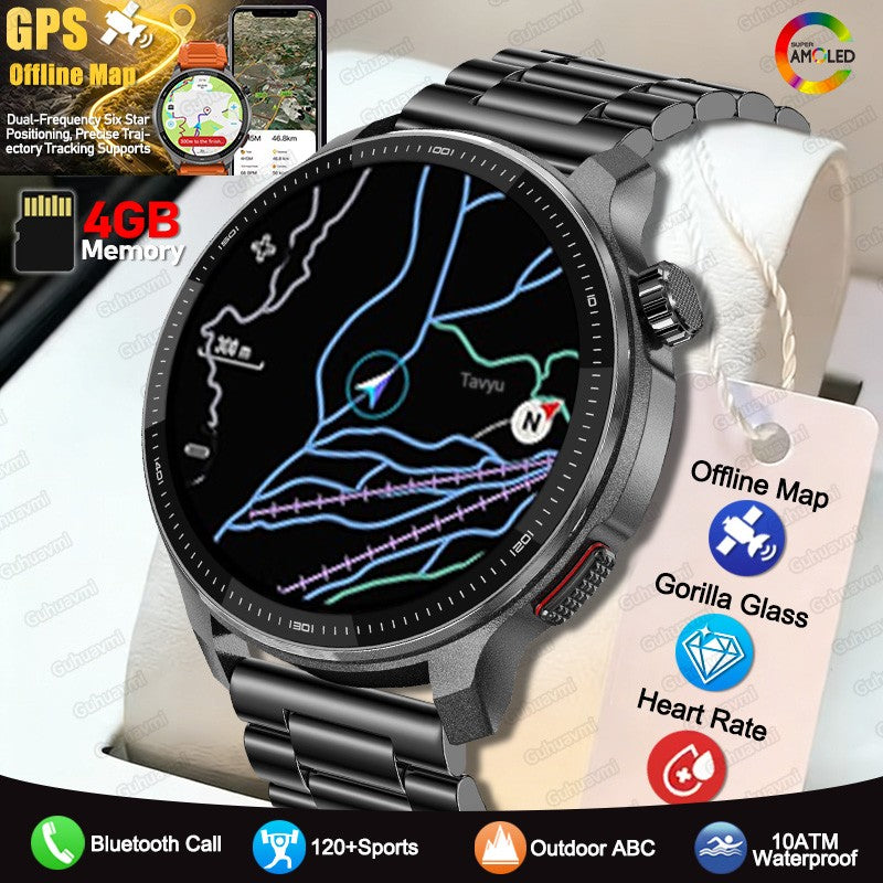 New Outdoors Military T-Rex3 Offline Map GPS SmartWatch 10ATM Waterproof Watch 4GB Memory Compass Voice Call Sports Bracelet Men