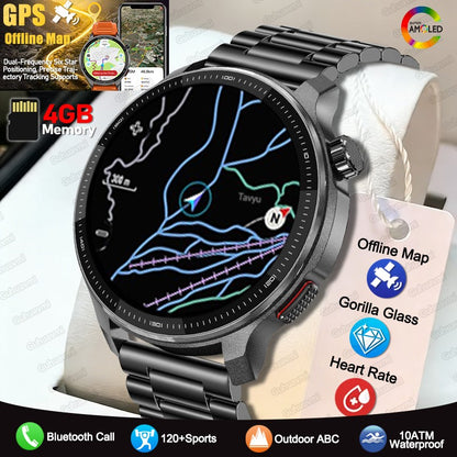 New Outdoors Military T-Rex3 Offline Map GPS SmartWatch 10ATM Waterproof Watch 4GB Memory Compass Voice Call Sports Bracelet Men