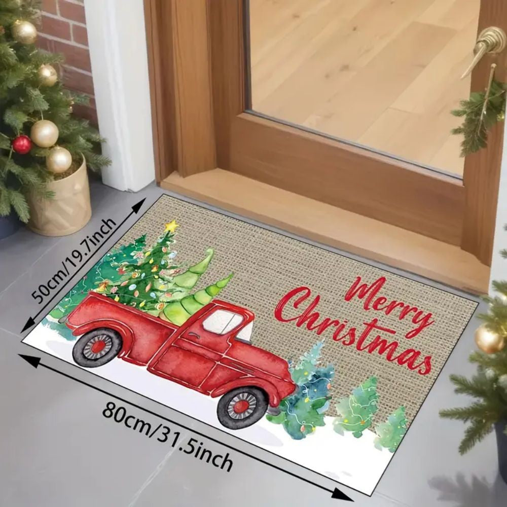 VIKAMA Modern Style Christmas Bath Door Mat Non-Slip Absorbent Rug Water Absorbing Skid-Resistant Mat for Bathroom Home Decor