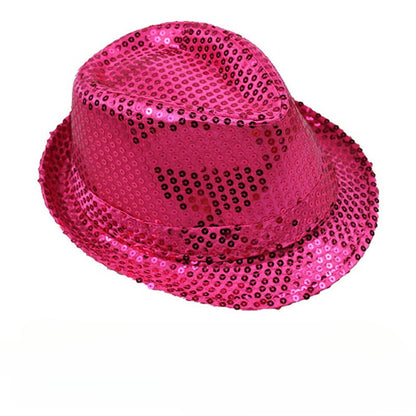 British Top Jazz Hat Bucket Hat Men Women Stage Performance Sequin Hat Shining Christmas Fedoras Party Parent Child Hat Hollween