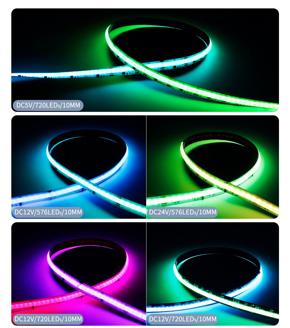 WS2811 COB LED Strip Pixel Addressable WS2812B 720 LEDs RGB Dream Color High Density Flexible COB Lights Black White DC12V 24V
