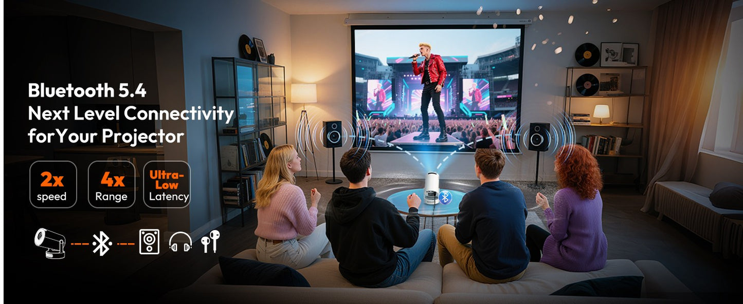 Projetor XGODY 4K HY300 Pro+ com alto-falante de 5W integrado 1280*720P Android 11 12000 Lumens Wifi6 BT5.4 Projetor Externo Portátil