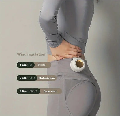 Portable silent mini bladeless electric fan, adjustable 3-speed suspended waist fan, rotating body fan, suitable for outdoor