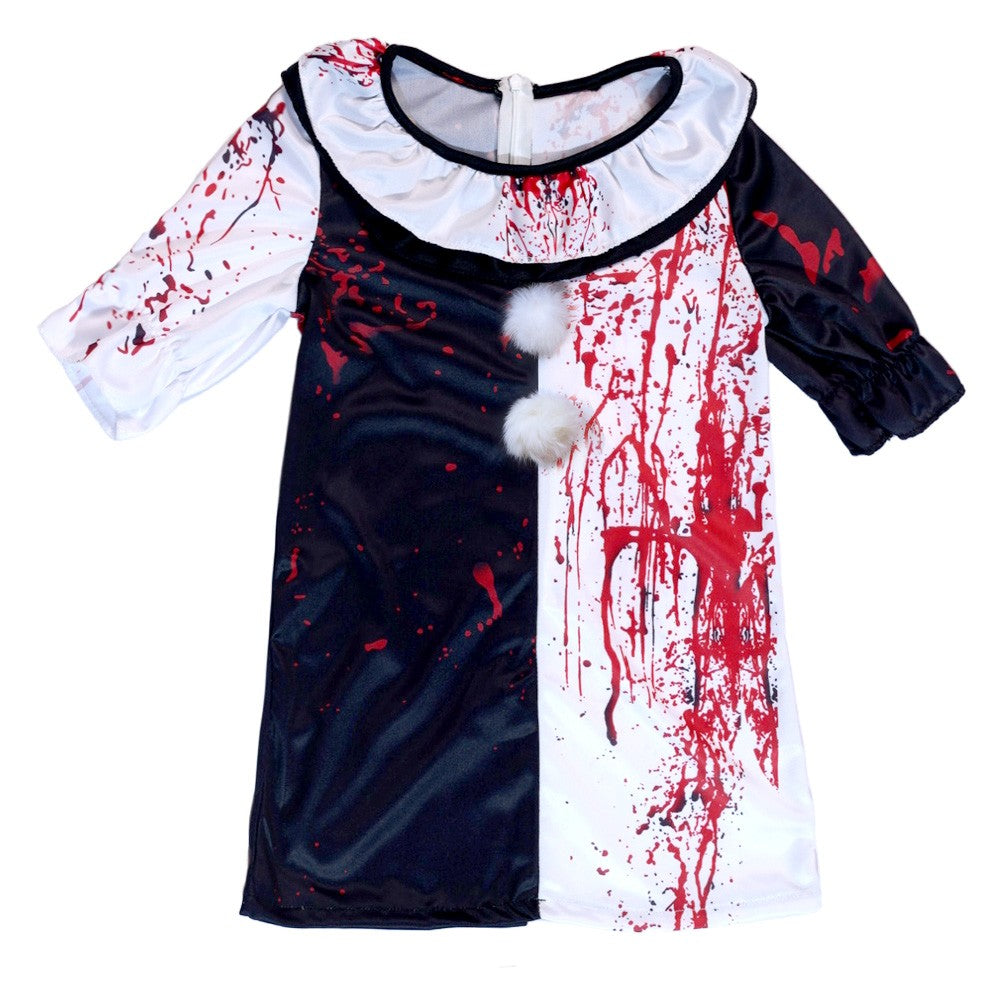 Halloween Blood Stained Broken Soul Clown Cossuit for Men and Women Black and White Splash Set Horror Movie Same Style