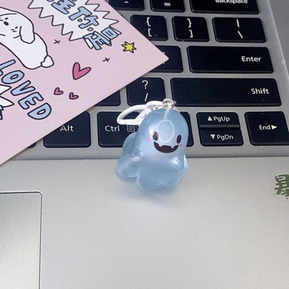 Creative Halloween Luminous Mini Cute Ghost Pendant Keychains Resin Keyring Key Holder for Kid Adult Festival Gifts Bag Charms