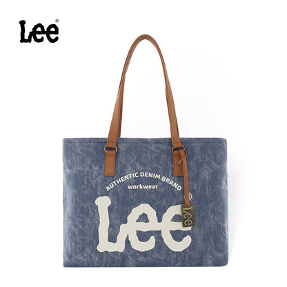 LEE Large Capacity Denim Leather Women's Tote Bags Designer Lady Canvas Daily Big Size Handbag Wear Resistant Shoulder Beach Bag
